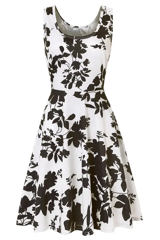 Women Printed Sleeveless Dress Blue White Summer Beach - Image 17