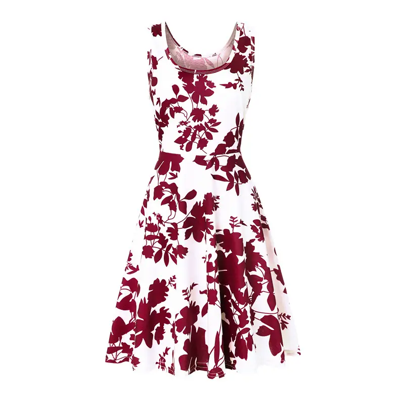 Women Printed Sleeveless Dress Blue White Summer Beach - Image 18