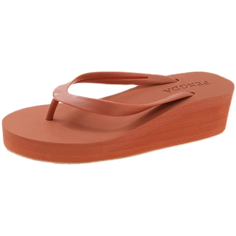 Women's Pink & Black Flip Flops Wedge Clip Sandals