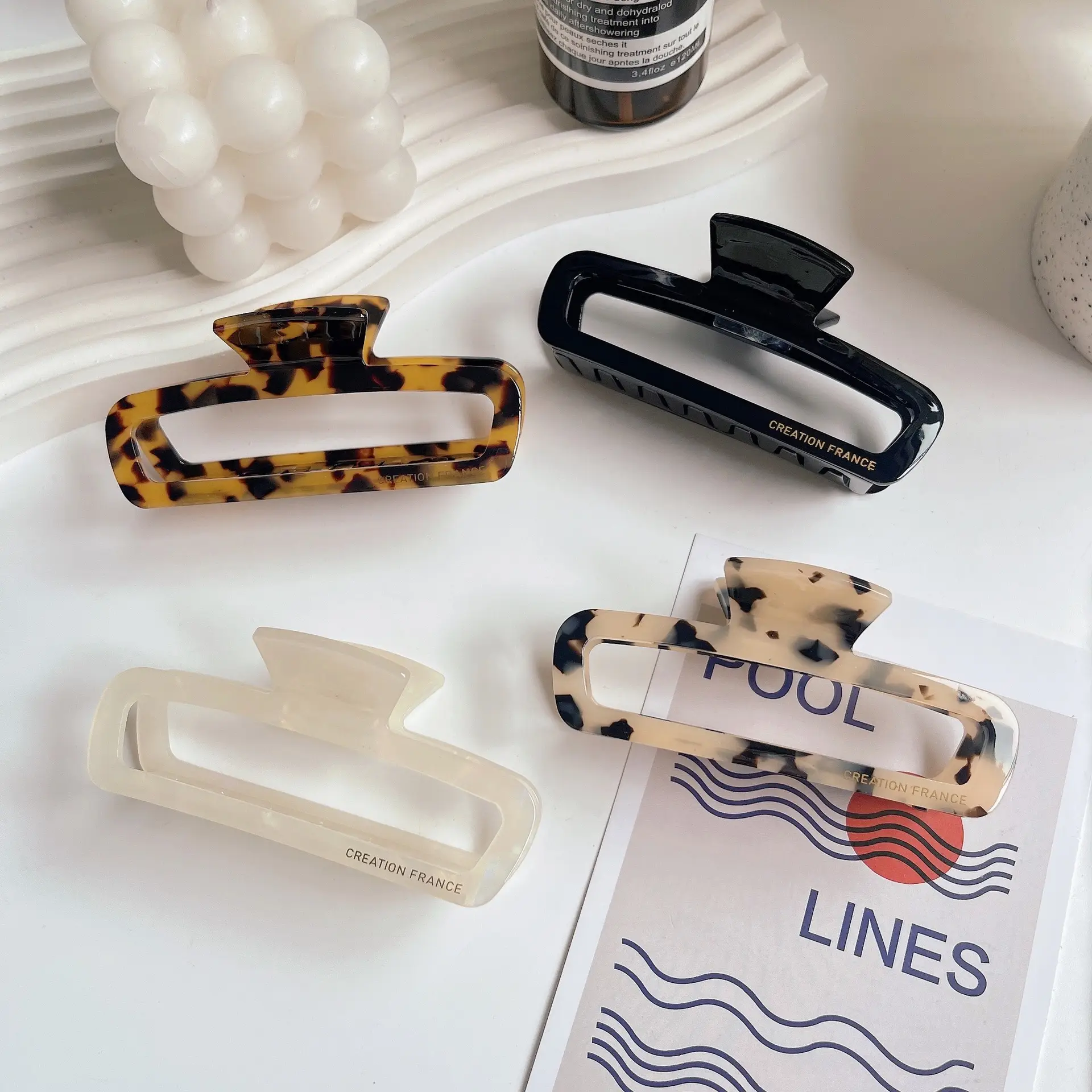 Korean Retro Square Hairpin with Acetic Acid Grab Clip - Image 7