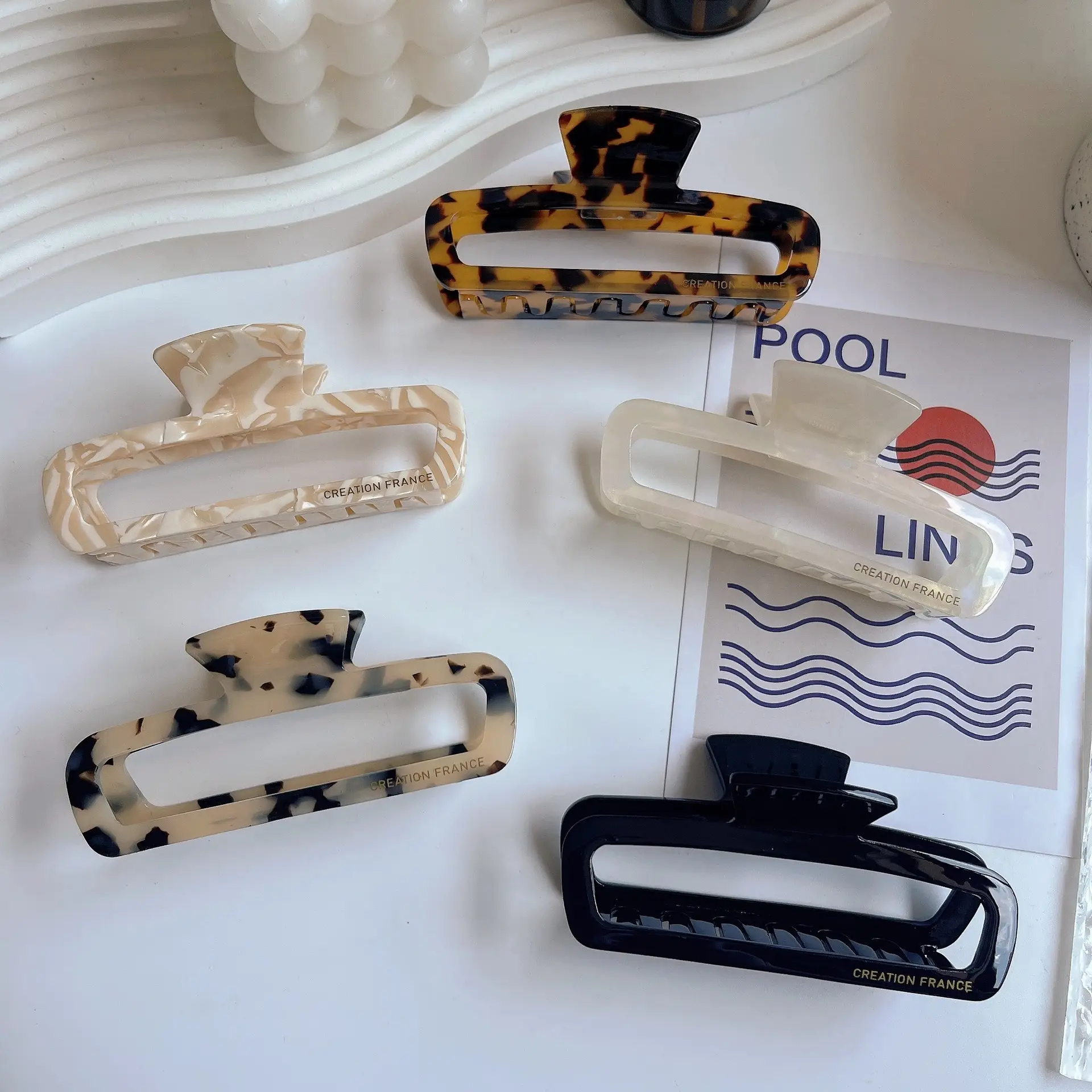 Korean Retro Square Hairpin with Acetic Acid Grab Clip - Image 9