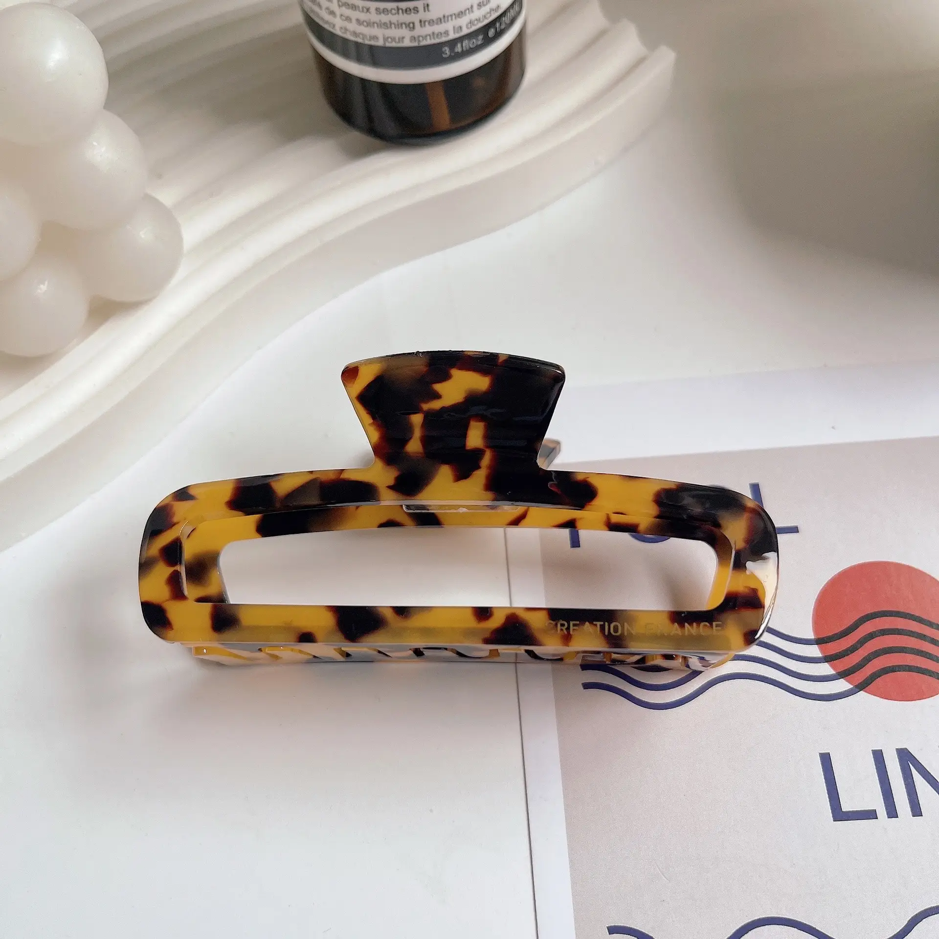 Korean Retro Square Hairpin with Acetic Acid Grab Clip - Image 2