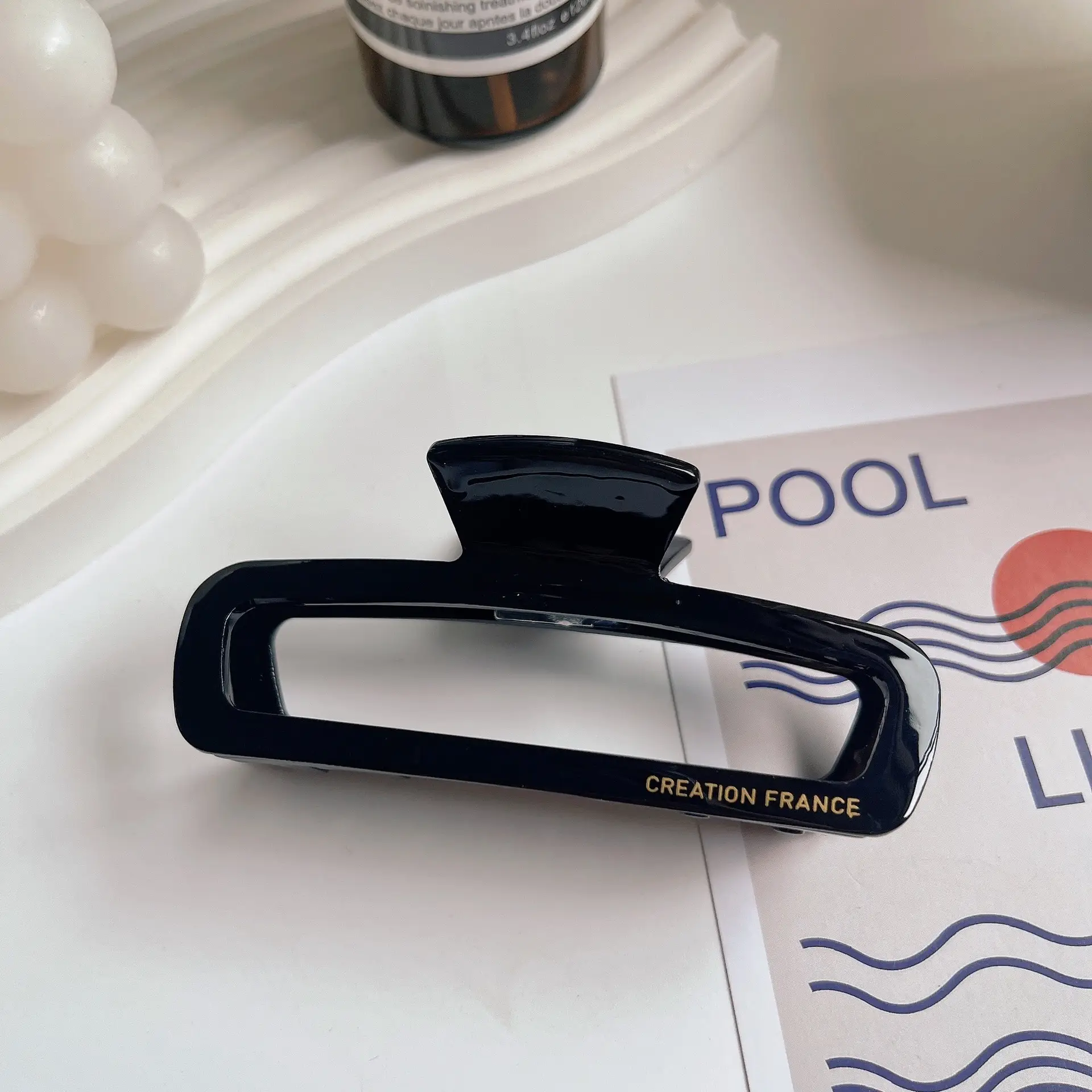 Korean Retro Square Hairpin with Acetic Acid Grab Clip - Image 4