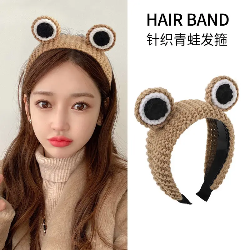 Knitted Wool Frog Headband for Women Autumn Winter - Image 5