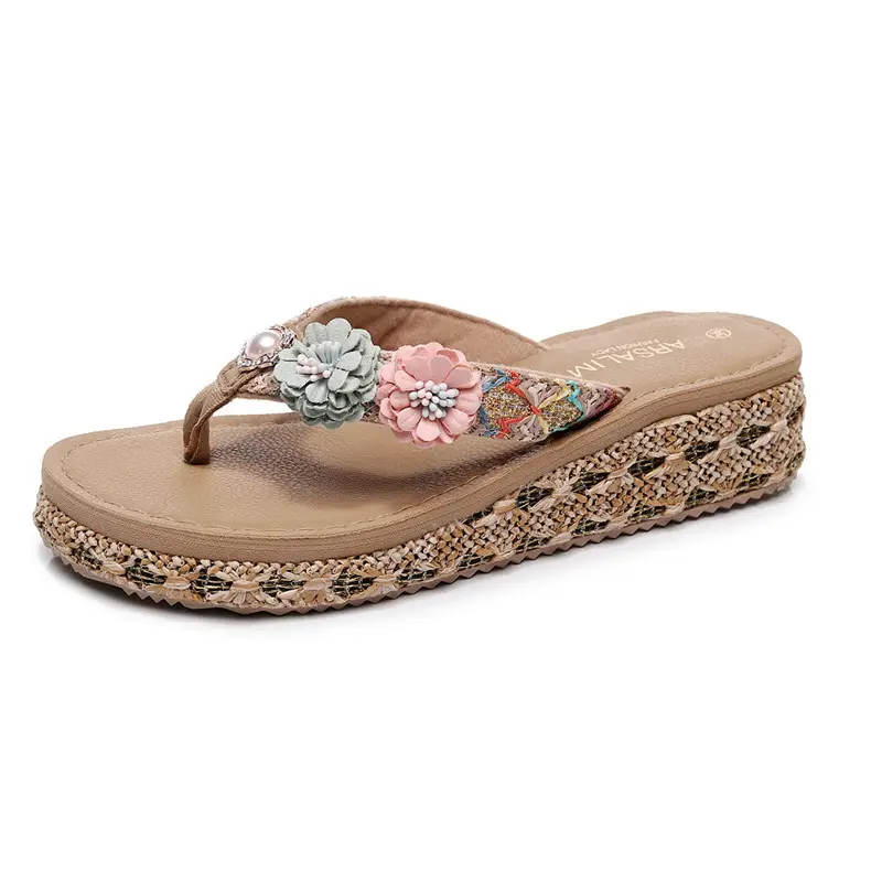 2022 Summer Women's Floral Wedge Slip-on Beach Slippers