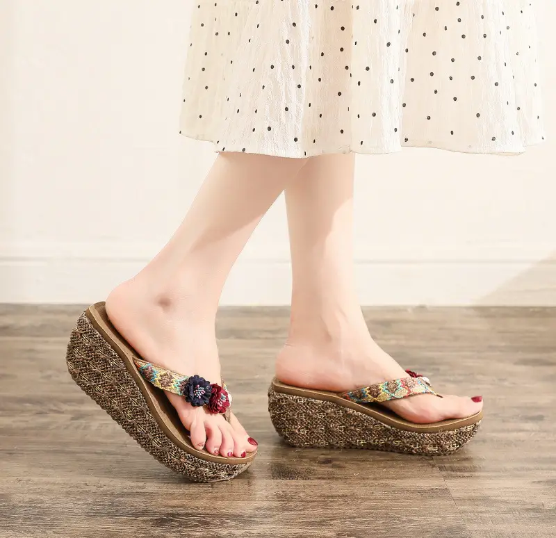 2022 Summer Women's Floral Wedge Slip-on Beach Slippers — feature 14