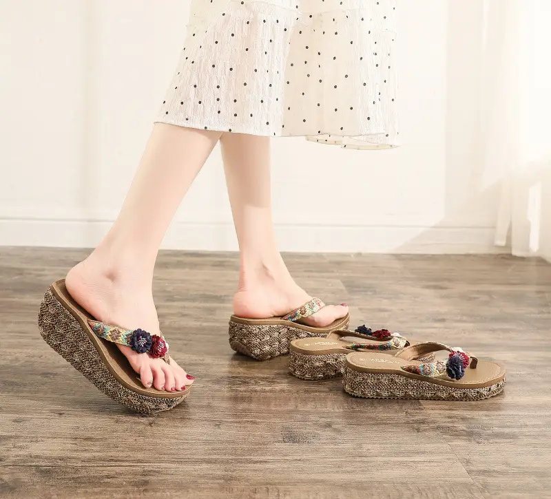 2022 Summer Women's Floral Wedge Slip-on Beach Slippers — feature 16