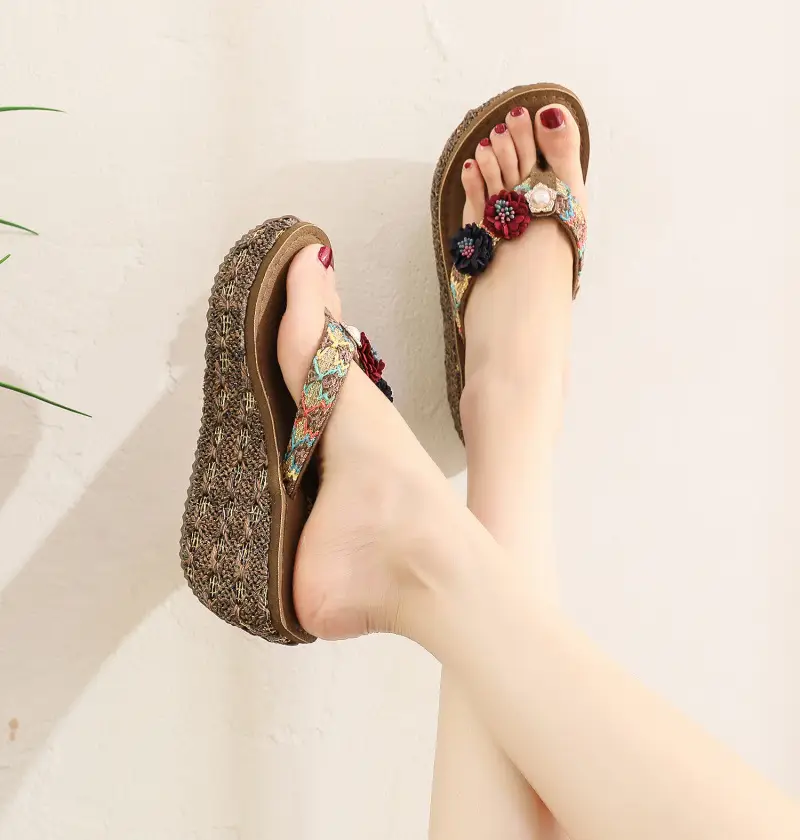 2022 Summer Women's Floral Wedge Slip-on Beach Slippers — feature 19