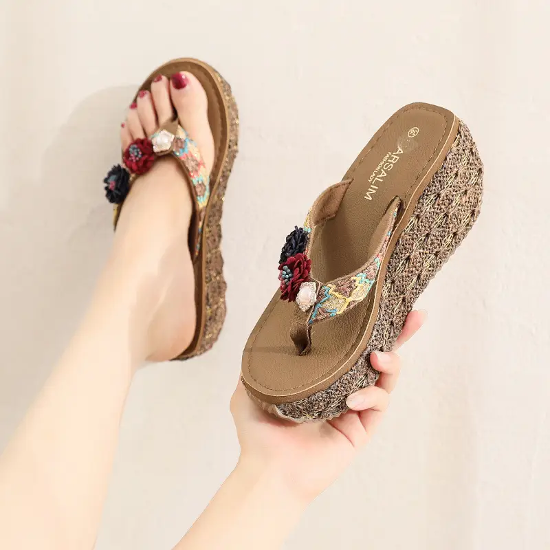 2022 Summer Women's Floral Wedge Slip-on Beach Slippers — feature 20