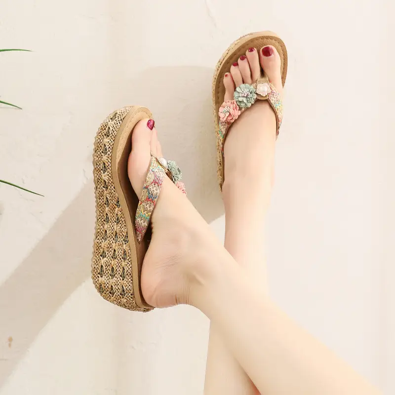 2022 Summer Women's Floral Wedge Slip-on Beach Slippers — feature 21