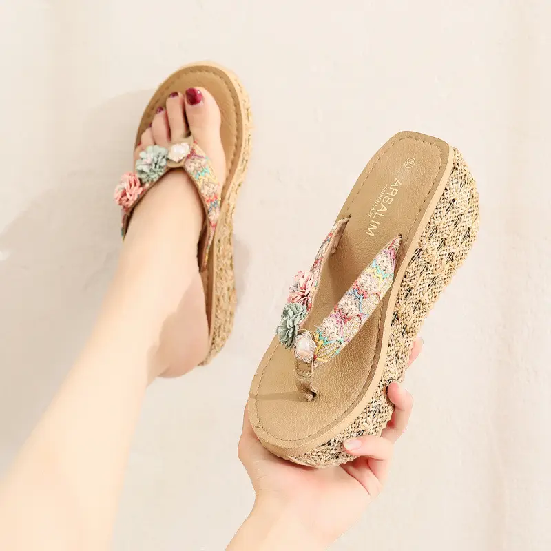 2022 Summer Women's Floral Wedge Slip-on Beach Slippers — feature 22