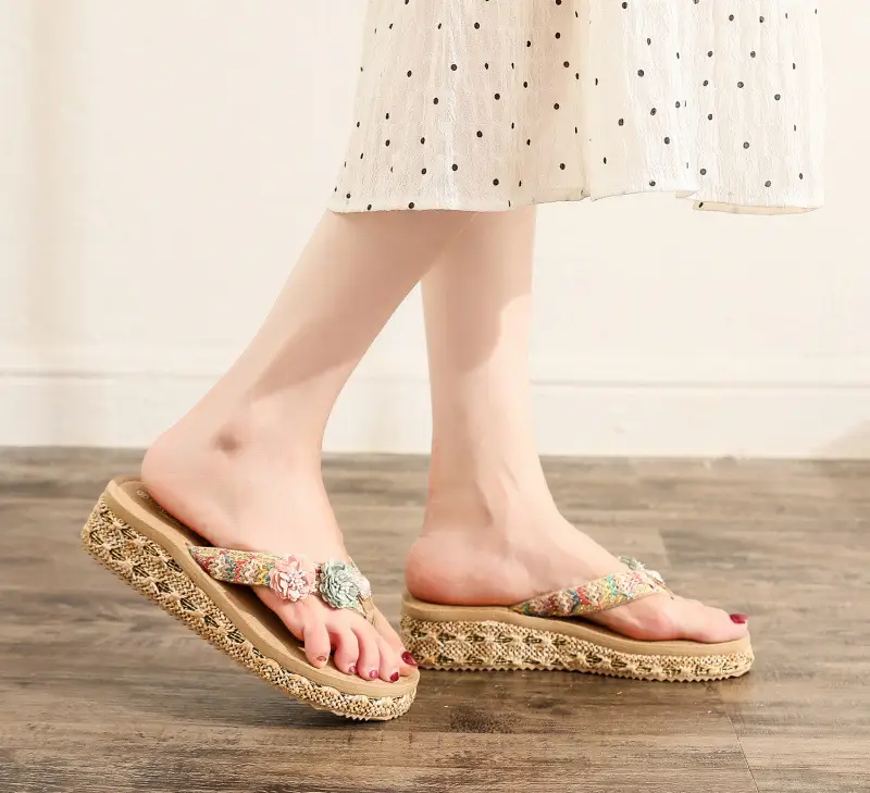 2022 Summer Women's Floral Wedge Slip-on Beach Slippers — feature 3