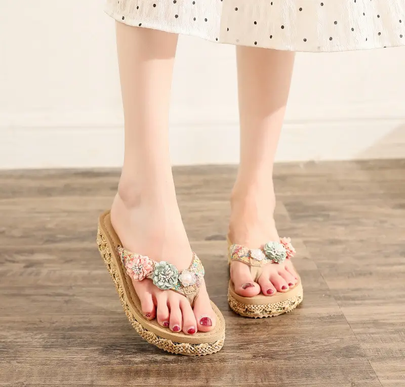 2022 Summer Women's Floral Wedge Slip-on Beach Slippers — feature 4