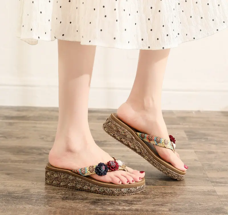 2022 Summer Women's Floral Wedge Slip-on Beach Slippers — feature 7