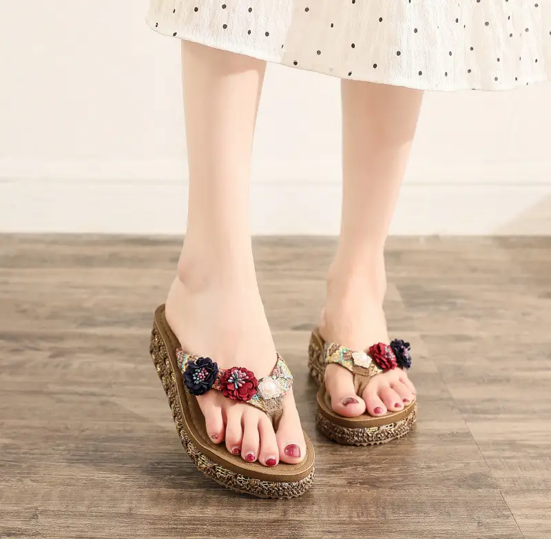 2022 Summer Women's Floral Wedge Slip-on Beach Slippers — feature 8