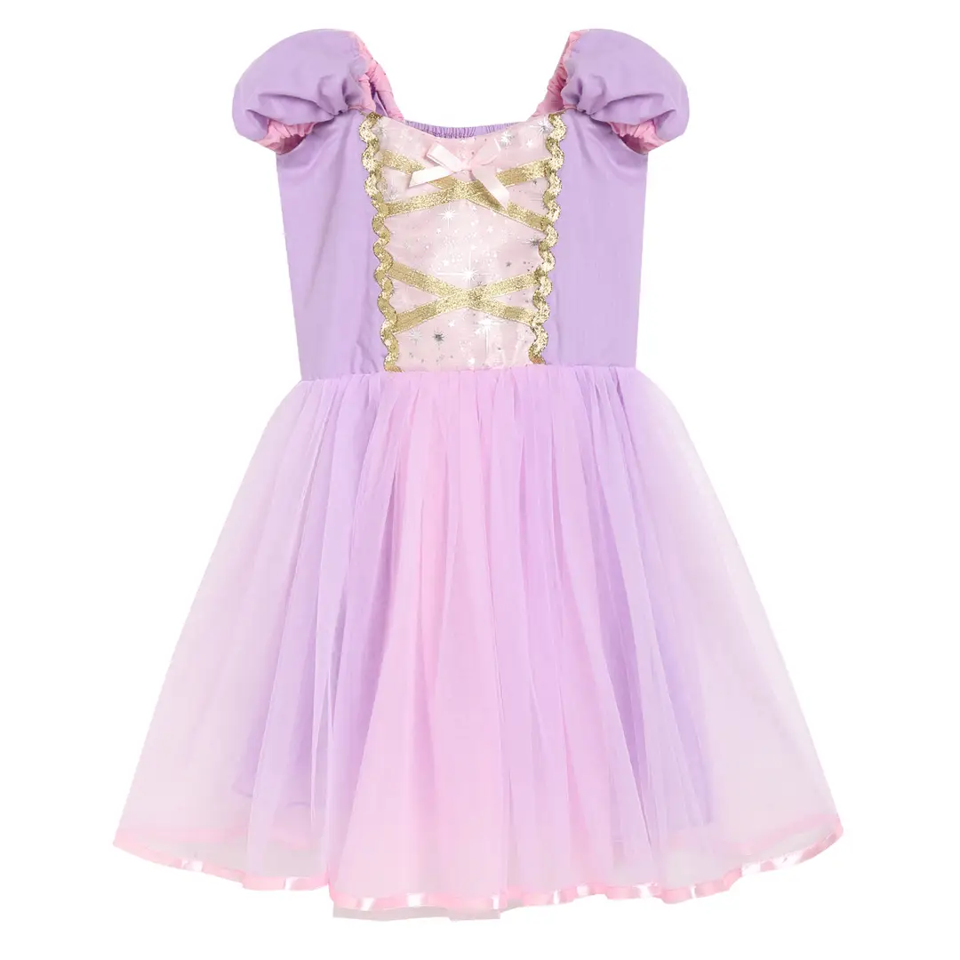 Cotton Girls' Princess Dress, High-Quality Mesh Dress for Young Children, Snow White, Mermaid, Frog Princess, Rapunzel