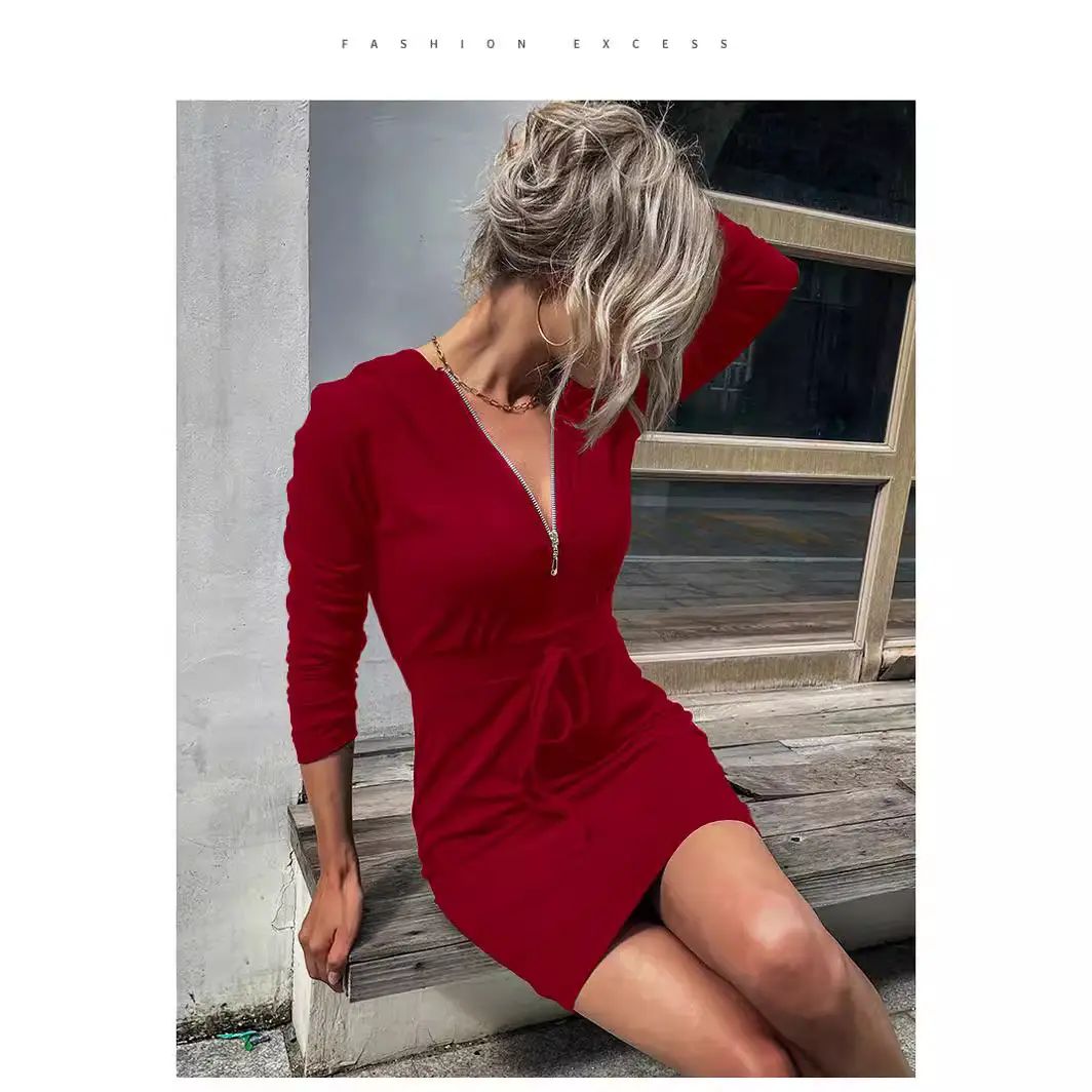 Black Slim Fit Hooded Sweater Skirt for Women - Image 12