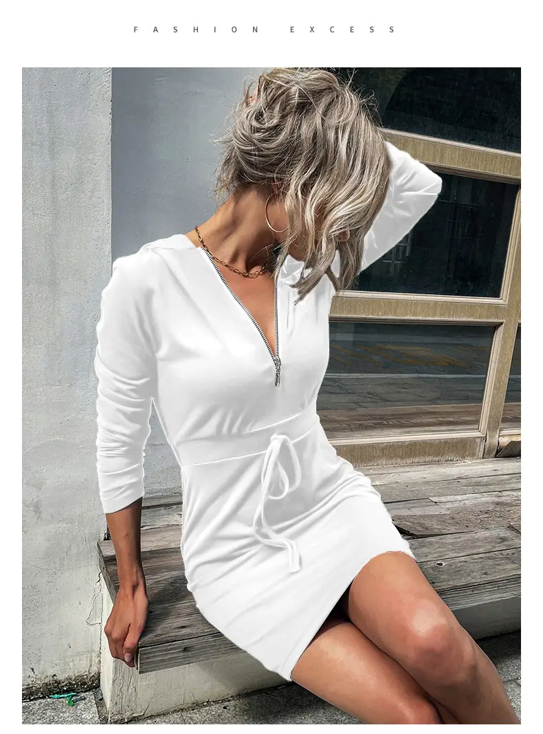 Black Slim Fit Hooded Sweater Skirt for Women — feature 13