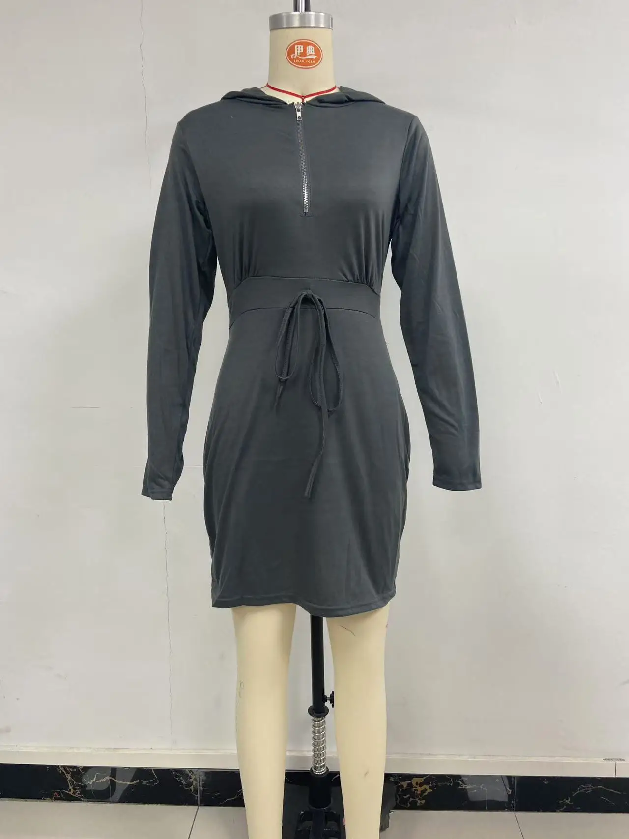 Black Slim Fit Hooded Sweater Skirt for Women — feature 28