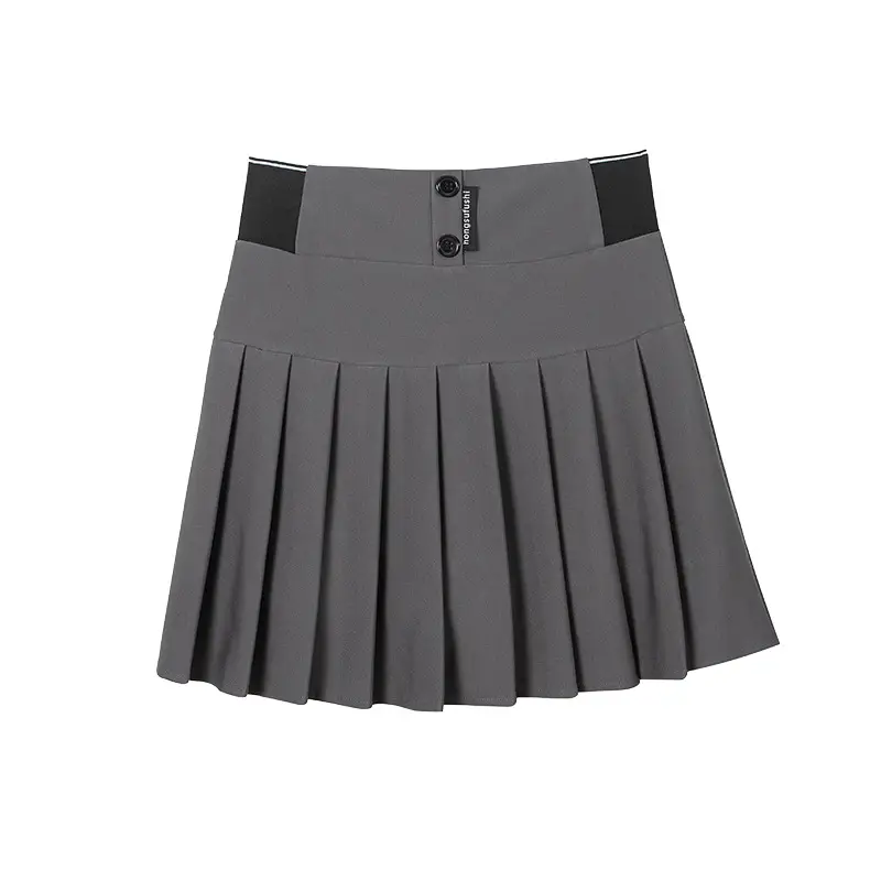 Elastic Pleated Skirt for Women Black Brown High Waist A-Line - Image 9