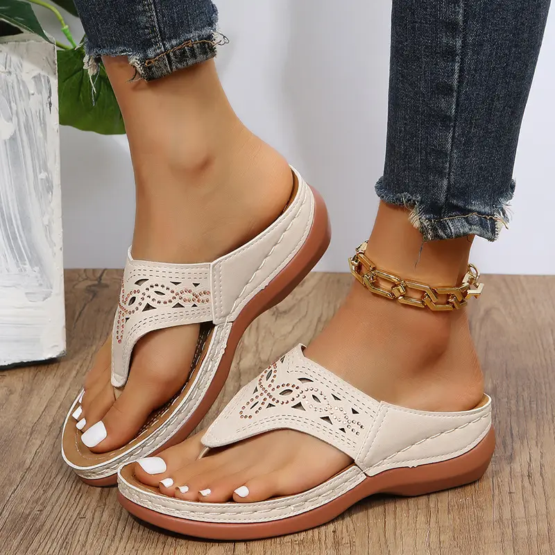 Women's White Lace Wedge Sandals Spring Summer
