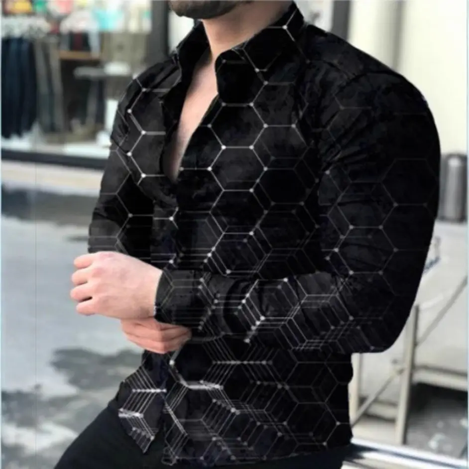 Men's Red Polka Dot Long Sleeve Shirt Plus Size