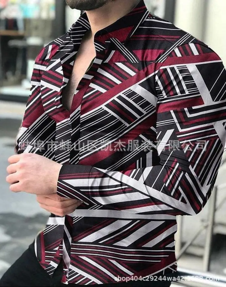 Men's Red Polka Dot Long Sleeve Shirt Plus Size