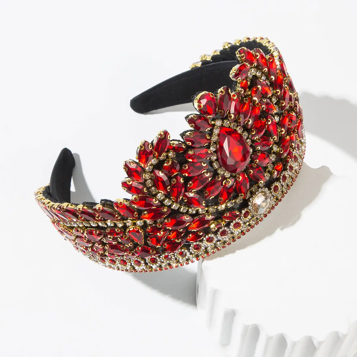 Baroque Red Crystal Hairband for Women - Image 14
