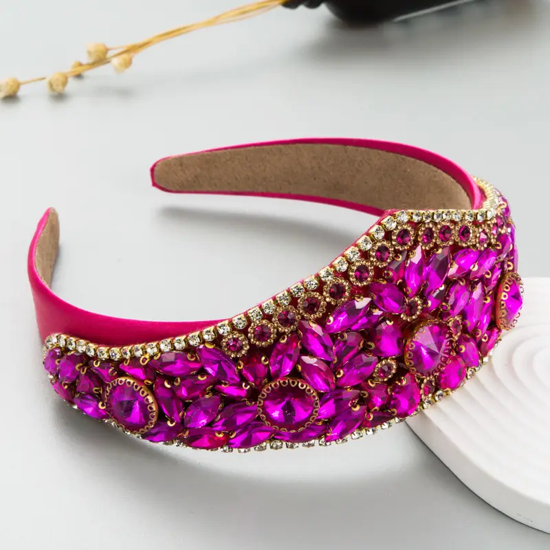 Baroque Red Crystal Hairband for Women - Image 2