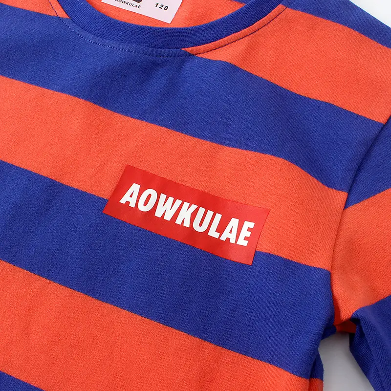 Kids Striped Sweatshirt Red Blue Round Neck Long Sleeve - Image 5
