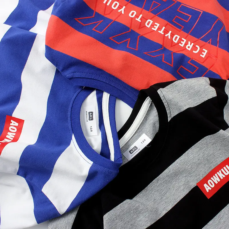 Kids Striped Sweatshirt Red Blue Round Neck Long Sleeve - Image 6