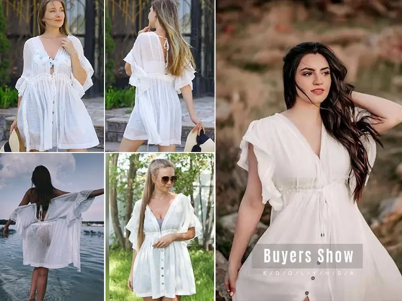 White Backless Dress with Belt for Summer — feature 2