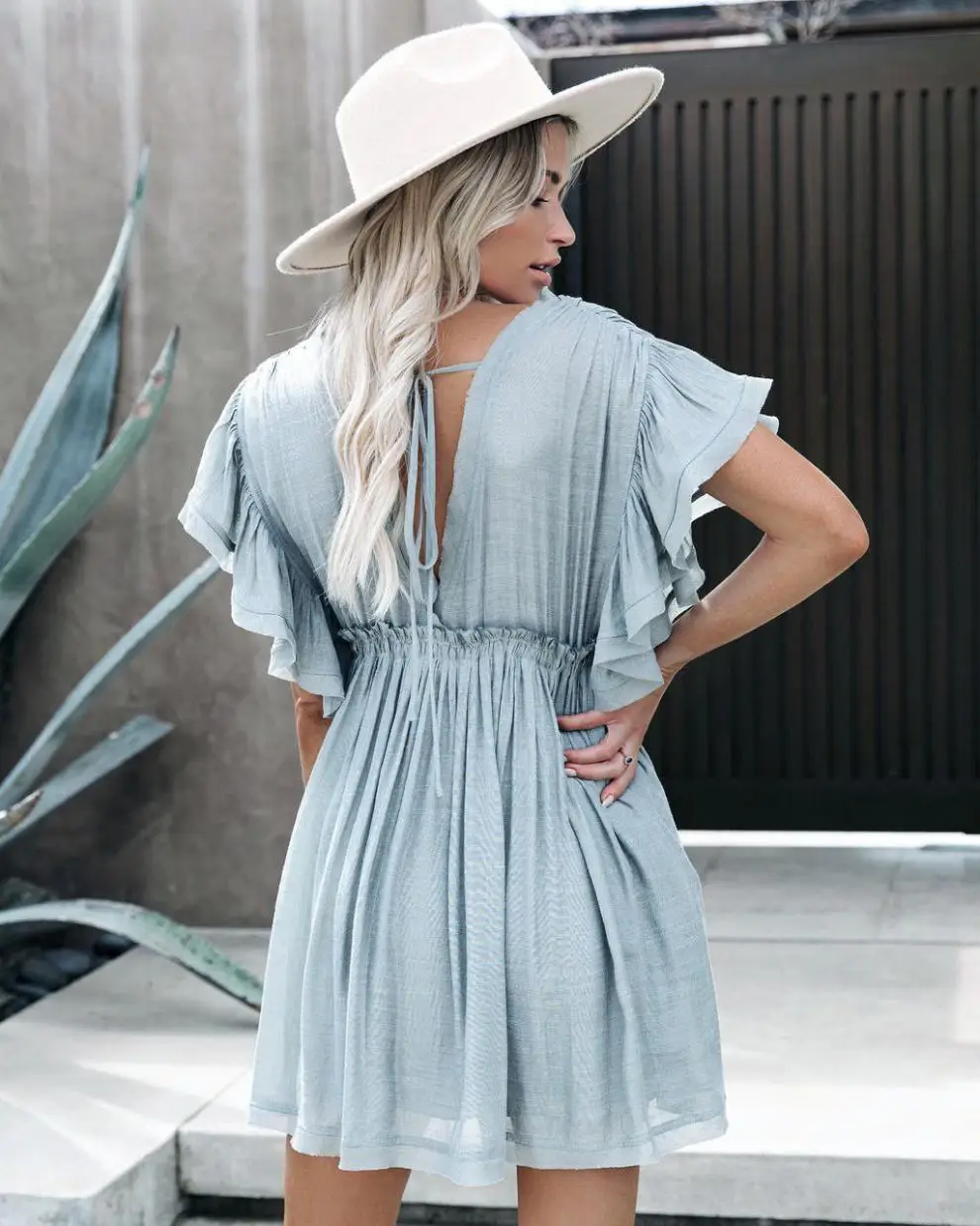 White Backless Dress with Belt for Summer — feature 28