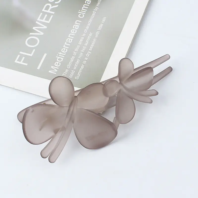 Double Butterfly Hair Clip Pink Frosted Size
