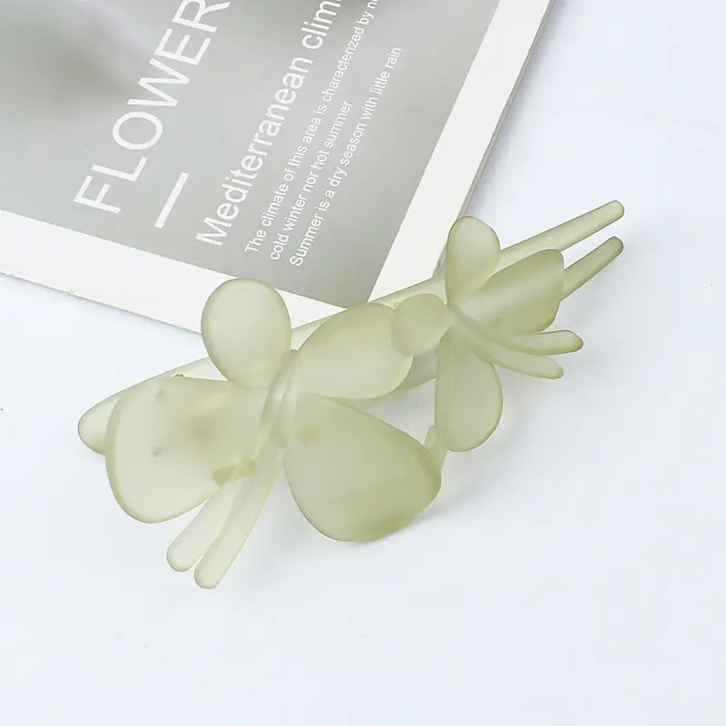 Double Butterfly Hair Clip Pink Frosted Size