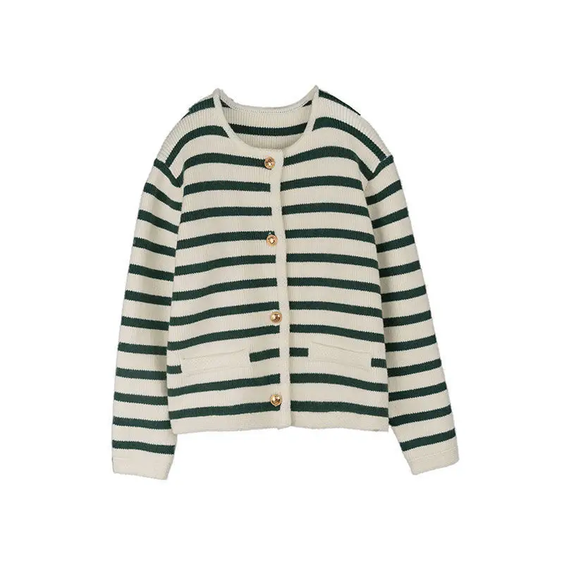 Women Striped Knitted Cardigan Autumn Winter Inner Top - Image 8