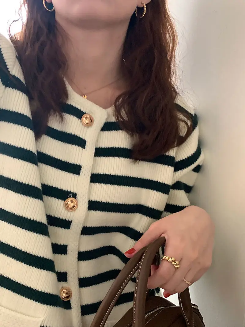 Women Striped Knitted Cardigan Autumn Winter Inner Top — feature 20