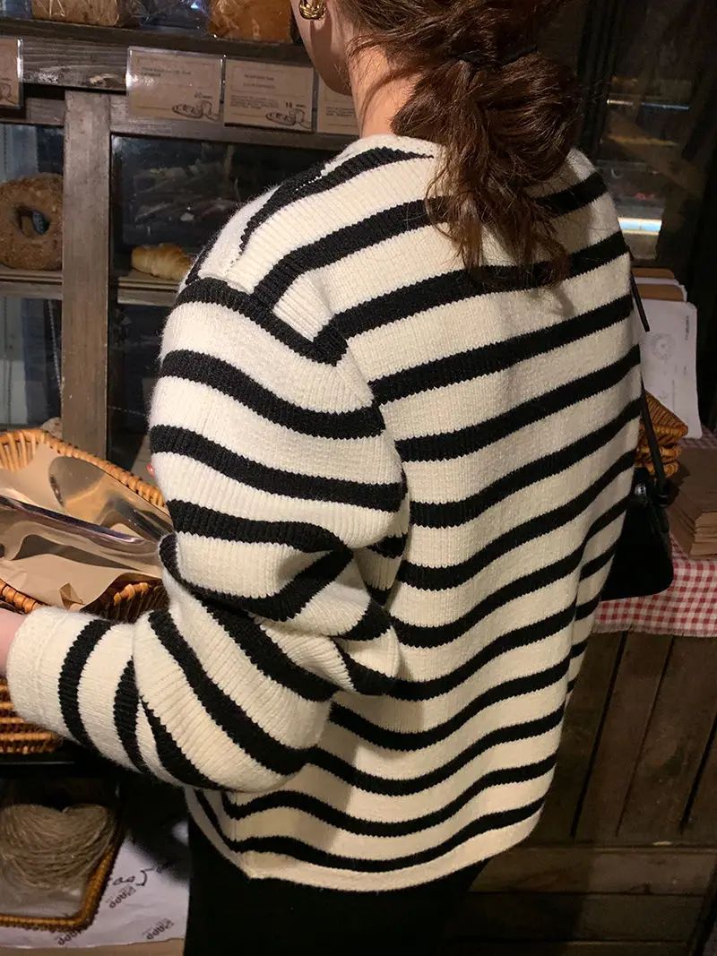 Women Striped Knitted Cardigan Autumn Winter Inner Top — feature 22