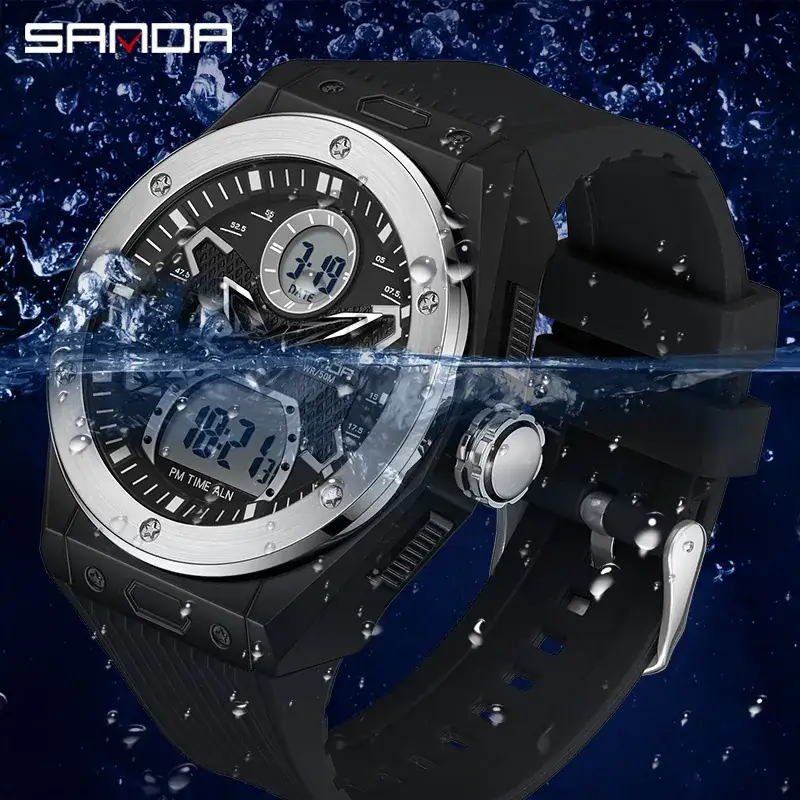Sanda Multifunctional Men's Watch Black Gold Waterproof - Image 9