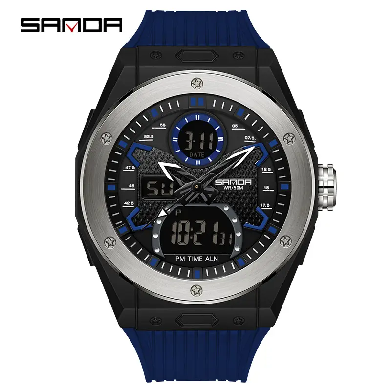 Sanda Multifunctional Men's Watch Black Gold Waterproof - Image 7
