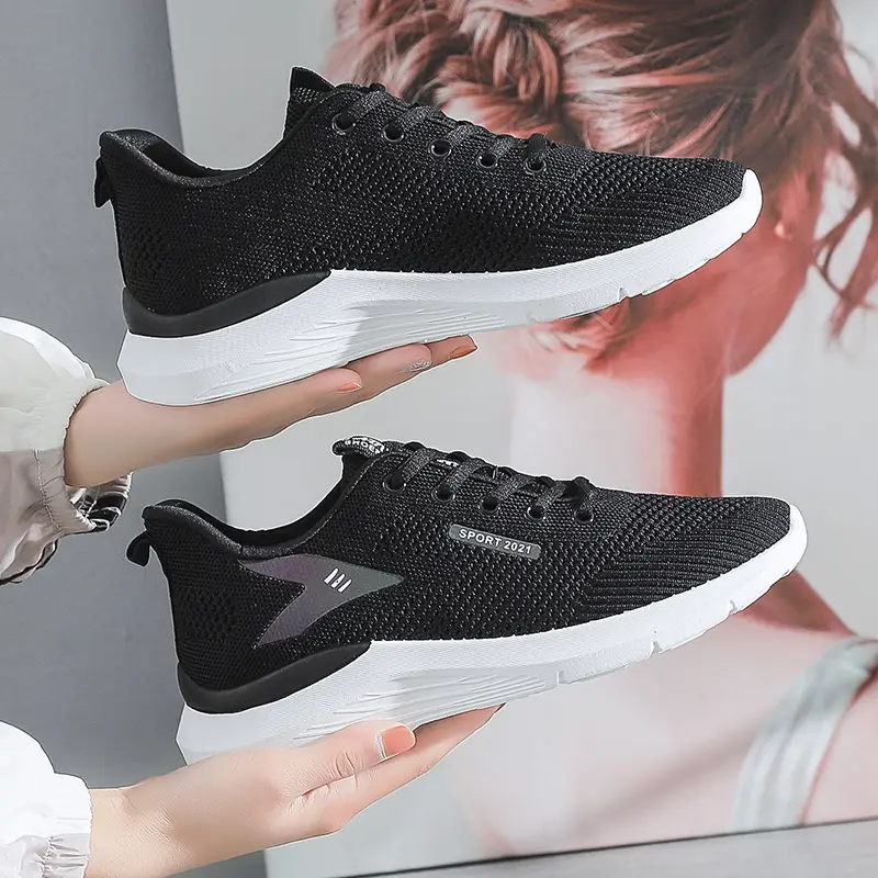 Women's Sneakers, Autumn and Winter Styles, Trendy Shoes, Fashionable Korean Style Casual Shoes, Live Streaming Dropshipping, Fly-Knit Breathable Women's Shoes
