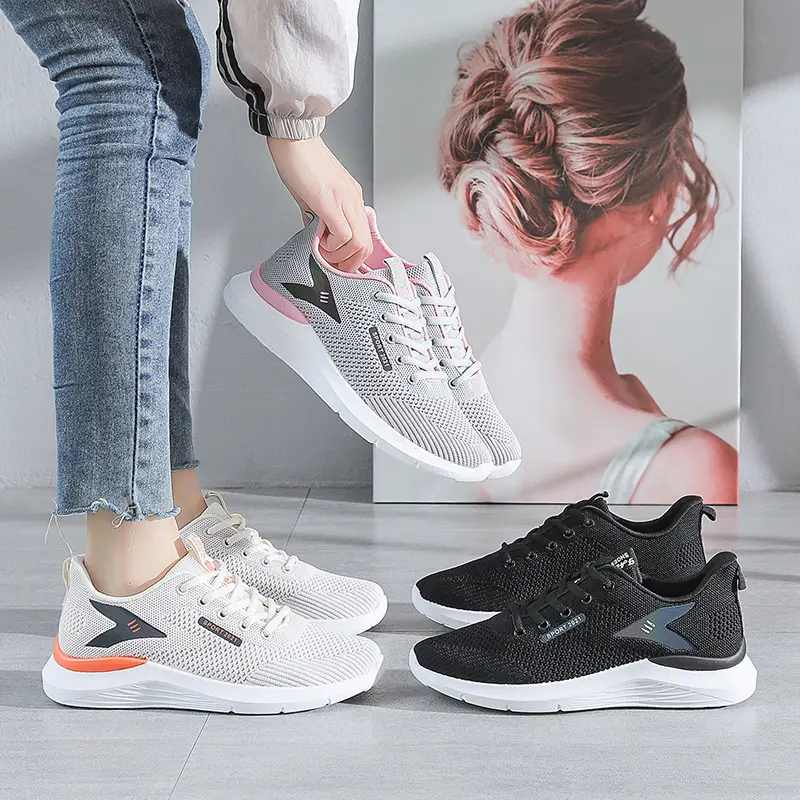Women's Sneakers, Autumn and Winter Styles, Trendy Shoes, Fashionable Korean Style Casual Shoes, Live Streaming Dropshipping, Fly-Knit Breathable Women's Shoes