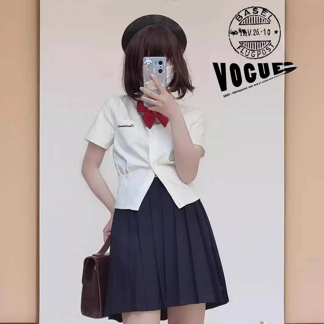 Japanese School Sister Graduation Shirt Top White Short Sleeve Women's Summer College Style - Image 4