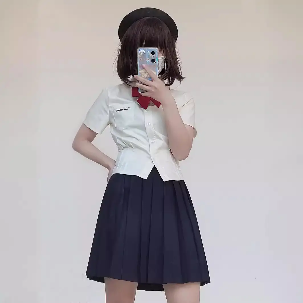 Japanese School Sister Graduation Shirt Top White Short Sleeve Women's Summer College Style - Image 5
