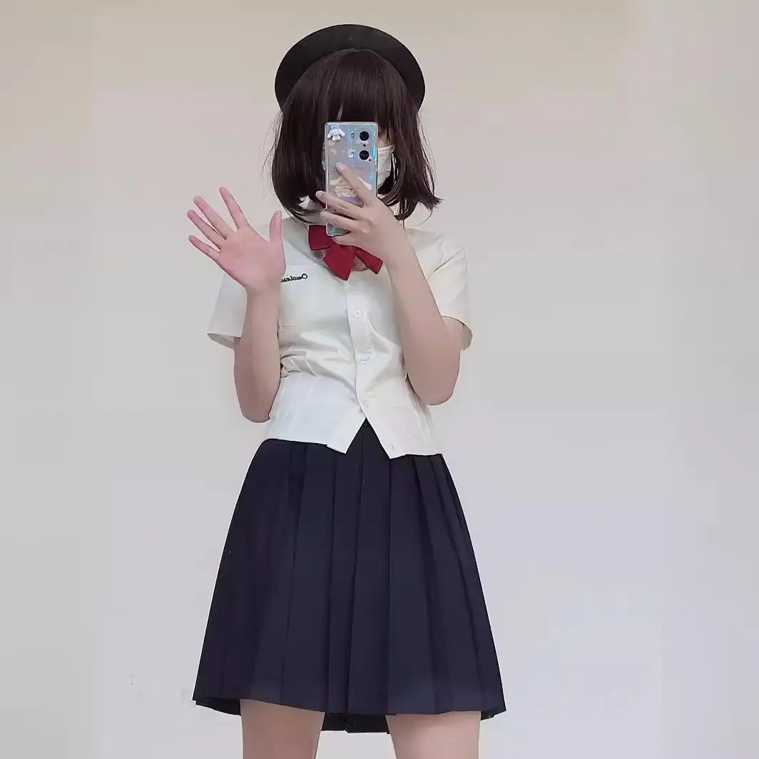 Japanese School Sister Graduation Shirt Top White Short Sleeve Women's Summer College Style - Image 6