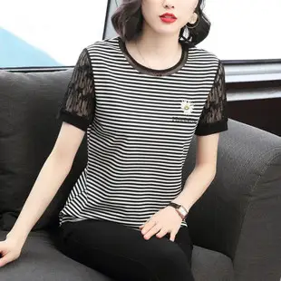 Women Loose Slim T-shirt Brown Artistic Design Large — feature 14