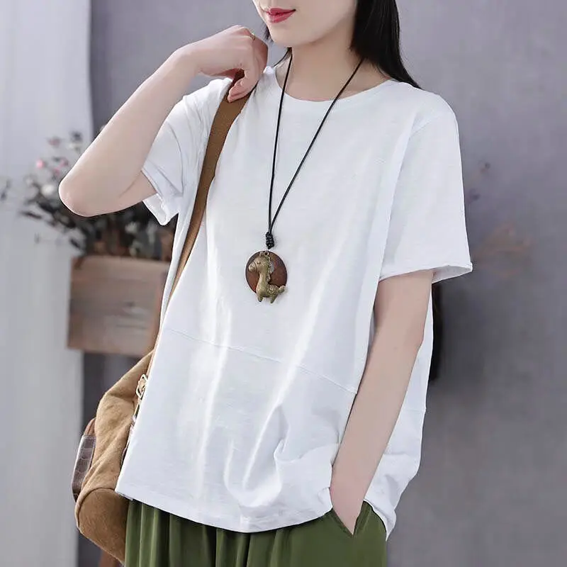 Women Loose Slim T-shirt Brown Artistic Design Large — feature 22