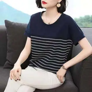Women Loose Slim T-shirt Brown Artistic Design Large — feature 6
