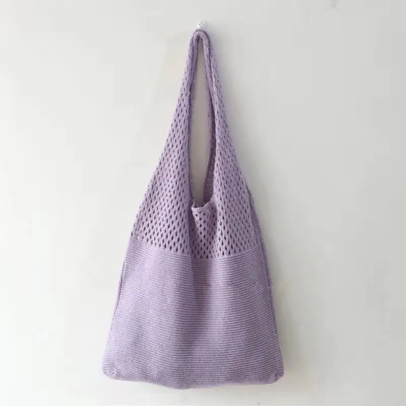 Green Knitted Shoulder Bag Large Capacity Tote Bag
