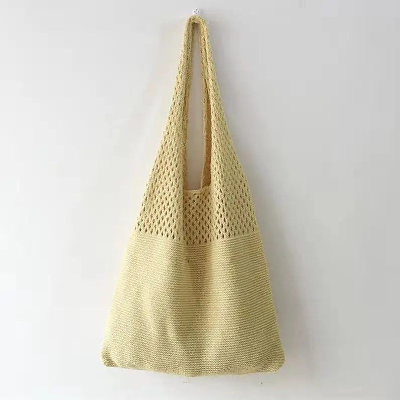 Green Knitted Shoulder Bag Large Capacity Tote Bag